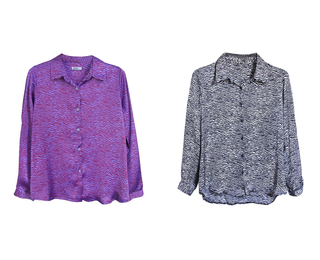 La camisa Cebra de Noon está disponible en morado o en 'black&white', y cuesta 45 euros. De momento, está disponible en todas las tallas (de la XXS a la M), pero estamos seguras de que no durará mucho...