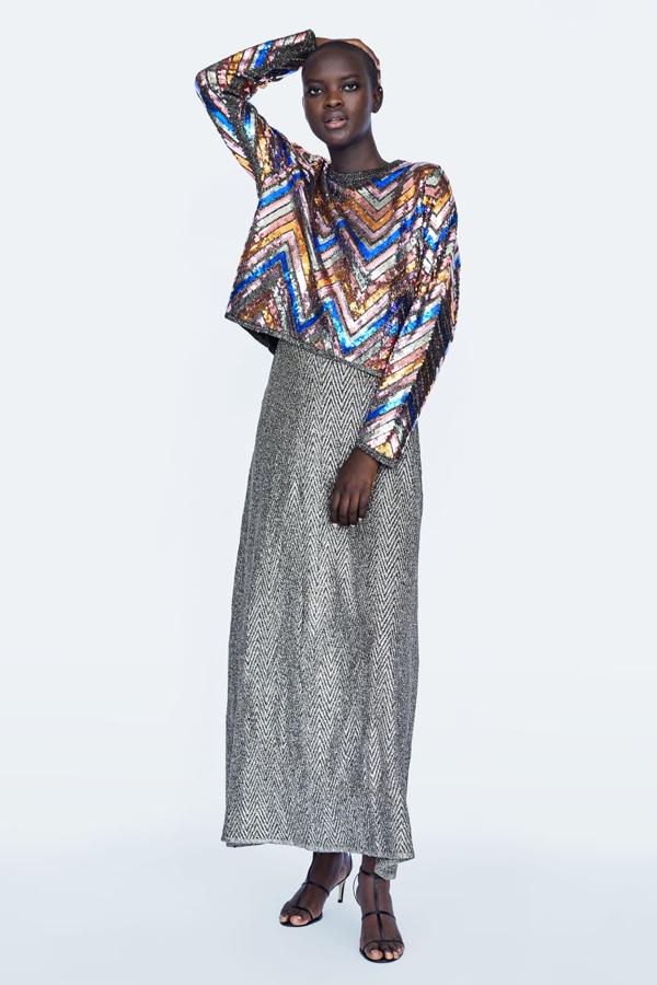 Jersey de lentejuelas con manga larga, 39,95.