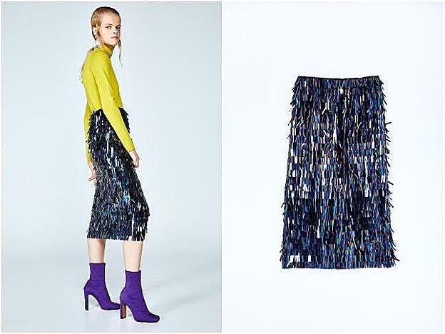 Falda de lentejuelas de Sfera: 39,99 euros.