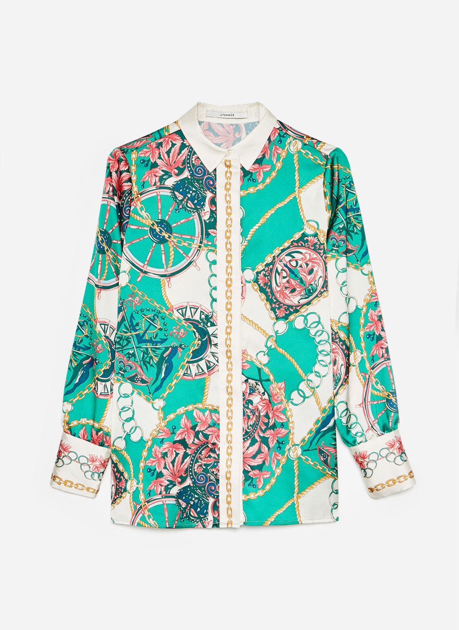 Camisa con mosaico confeccionada en tejido fluido: 79 euros en Uterqüe.