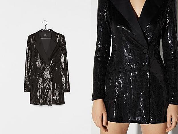 Mono tipo blazer de lentejuelas de Bershka.