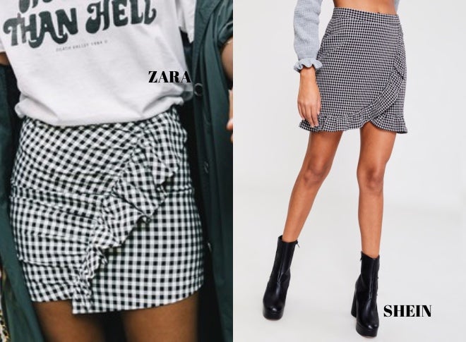 Falda con cuadros vichy de Zara: 22,95 euros. Ya no está disponible, pero si la quieres en Shein la tienes por 23 euros.