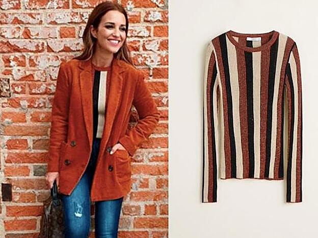 Paula Echevarría con jersey de Mango.