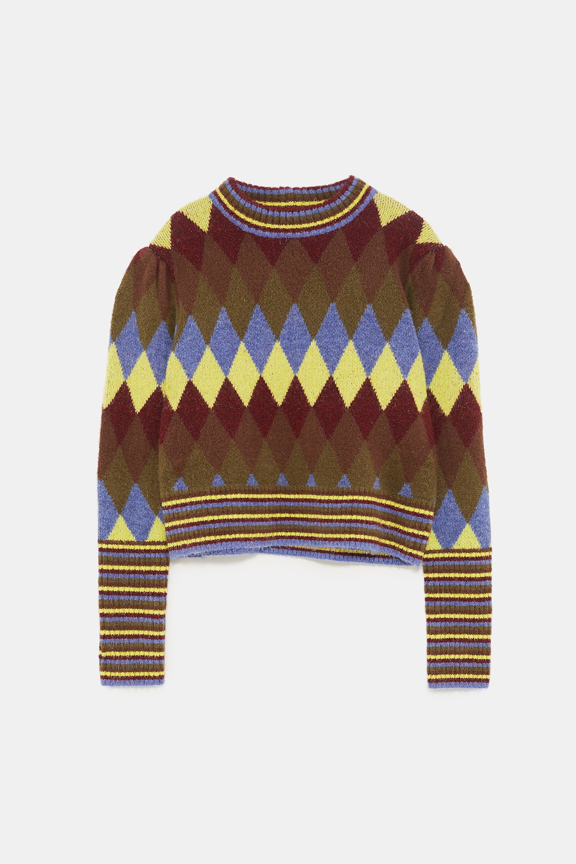 Jersey de rombos multicolor: 25,95 euros en Zara.