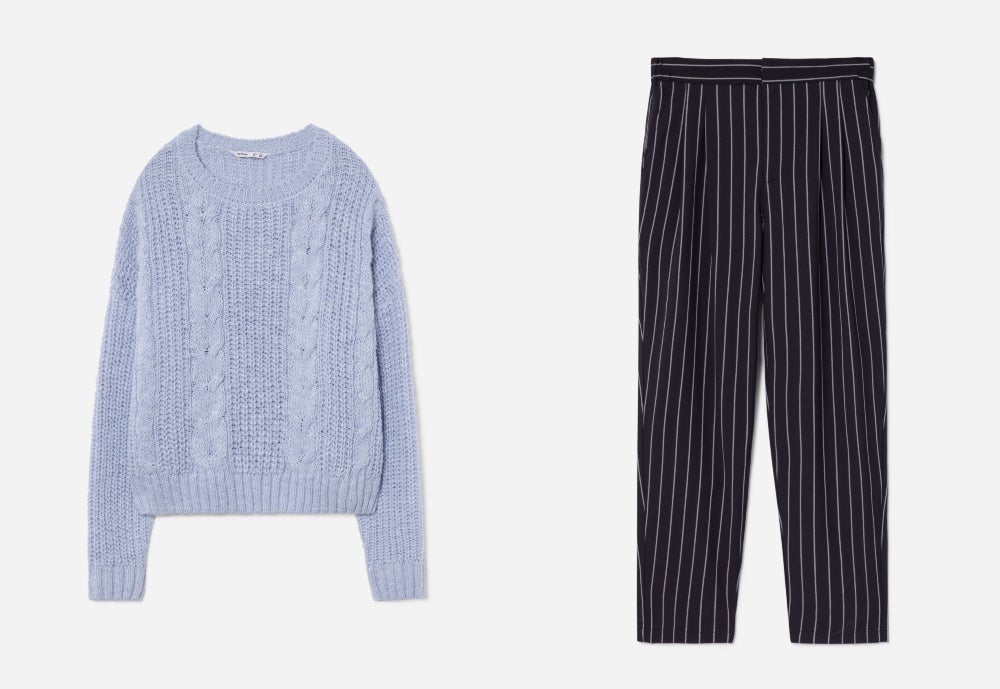 Jersey de punto, disponible en varios colores de Lefties: 18 euros. Pantalones jogger con rayas verticales de Lefties: 8,50 euros.