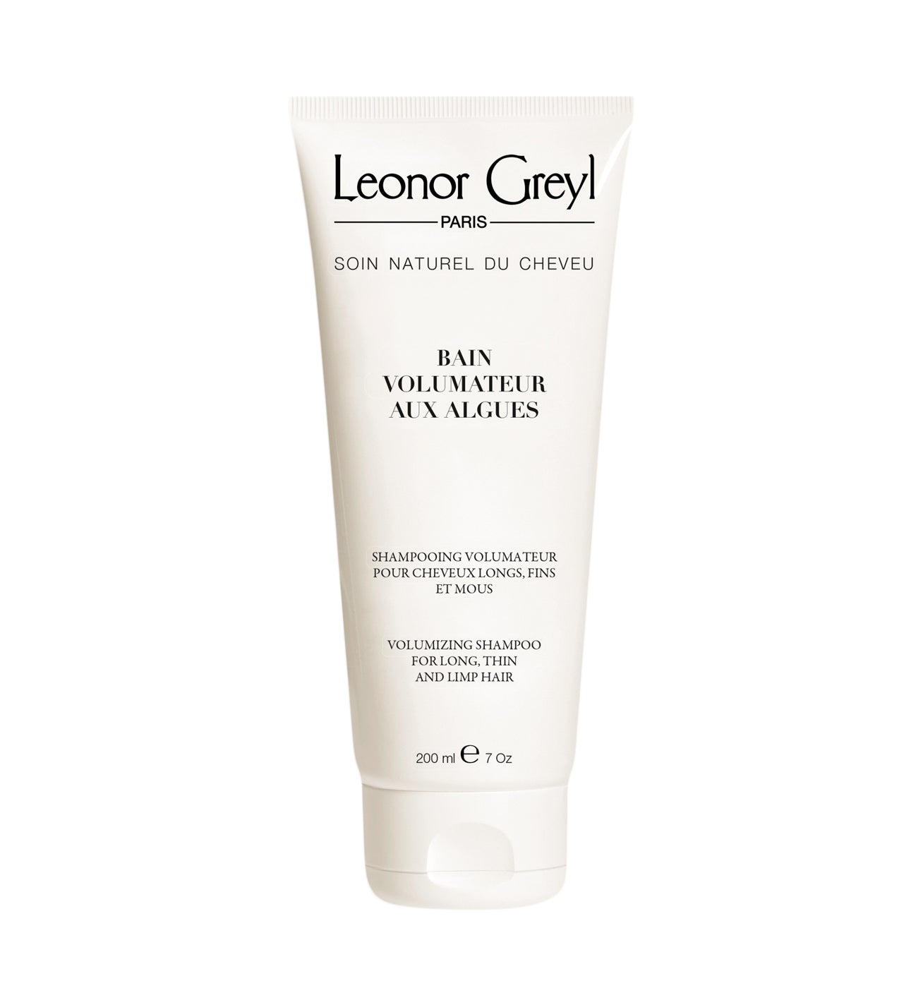 El champú volumizador Bain Volumateur Aux Algues de Leonor Greyl aporta cuerpo y vitalidad gracias a sus extractos naturales, y tiene un efecto desenredante que permite evitar el acondicionador, para n aportar peso al cabello (32,95 €).