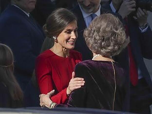 Doña Sofía y la Reina Leitizia, muy cómplices.