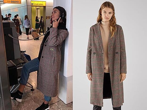 Abrigo pata de gallo de Bershka: 49,99 euros.