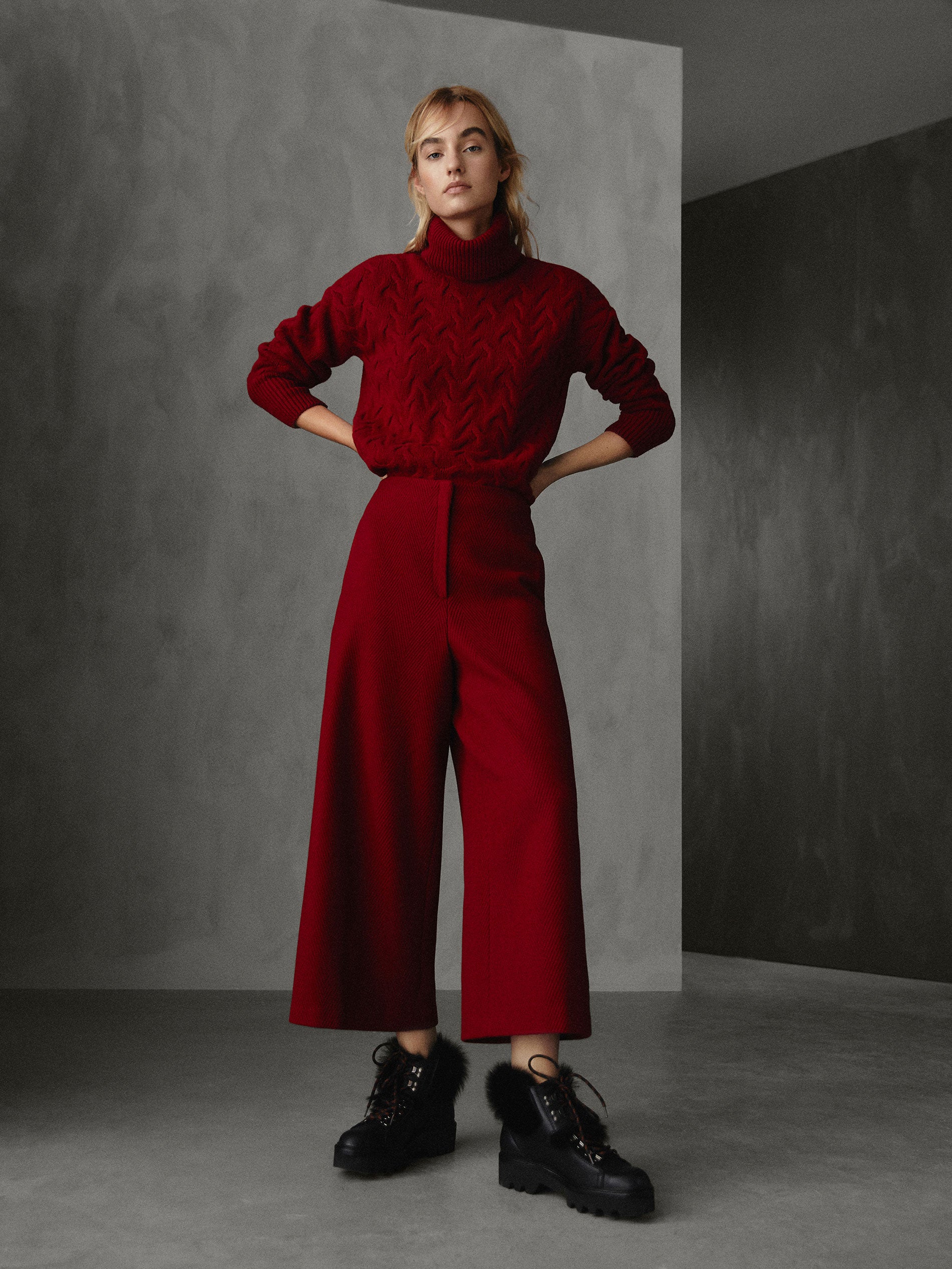 Pantalón de lana de talle alto y estilo culotte de Massimo Dutti: 69,95 euros.