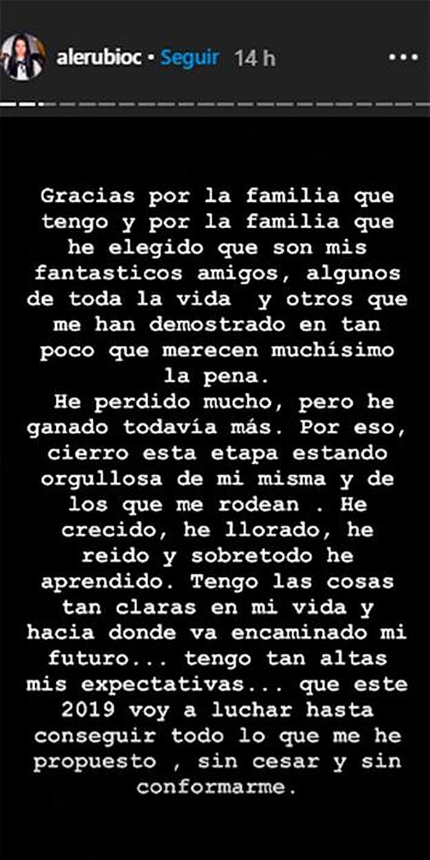 La parte de su mensaje de agradecimiento a la familia.