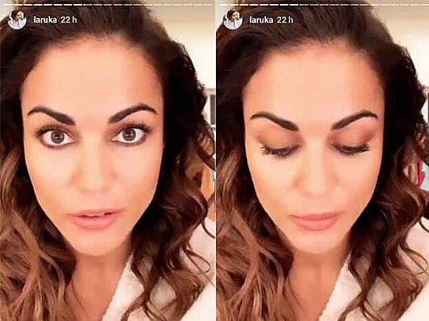 Lara Álvarez mostró el resultado de su maquillaje a través de varios de sus 'stories' de Instagram.