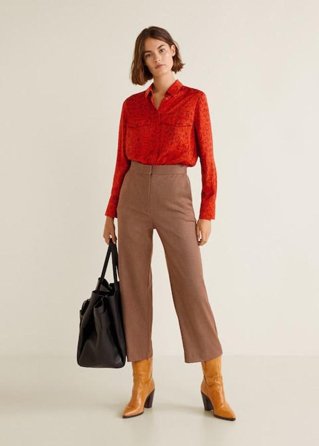 Pantalón recto de cuadros, 19,99 euros.