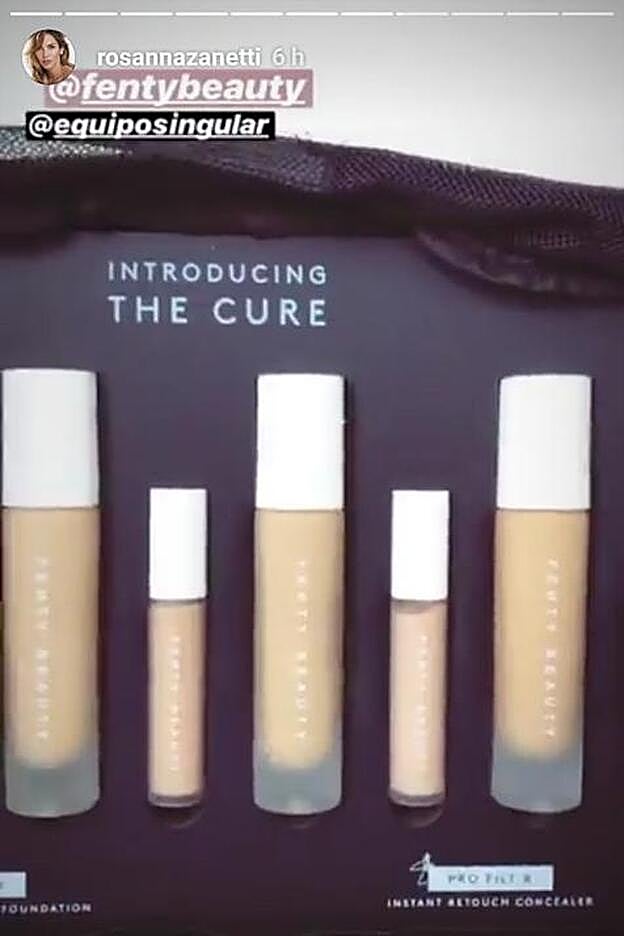 Rosanna Zanetti mostró su kit de 'Fenty Face' a sus seguidores a través de sus 'stories' de Instagram.