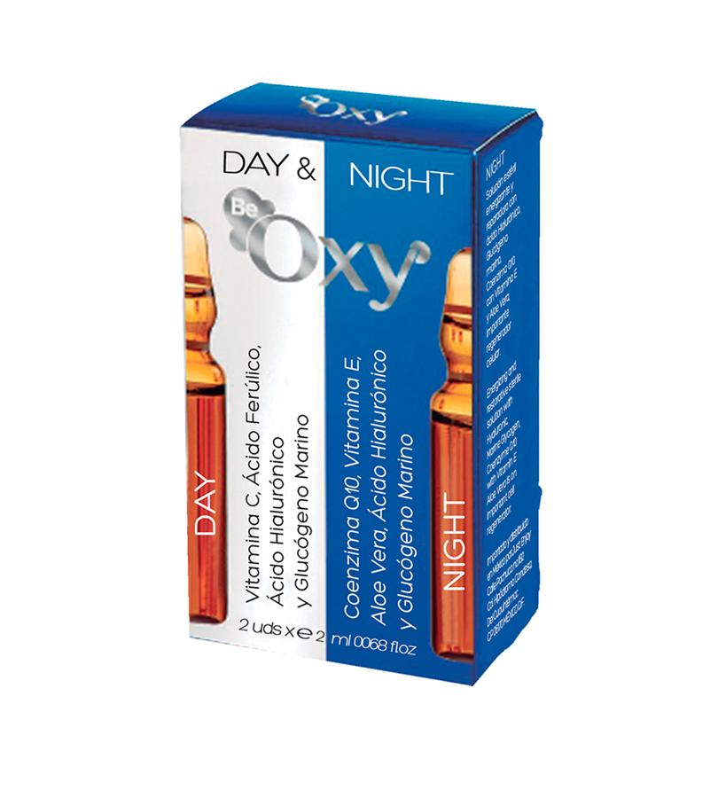 Para combinar sus efectos energizantes y reparadores: Día: vitamina C, ácido ferúlico, ácido hialurónico y glucógeno marino. Sus propiedades ayudan a retrasar el envejecimiento celular y a disminuir la formación de arrugas. Noche: ácido hialurónico, glucógeno marino, coenzima Q10, vitamina E y aloe vera. 2 ampollas de 2ml. (4,95 €).