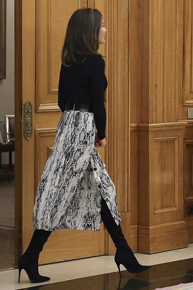 Letizia durante una recepción en el Palacio de la Zarzuela.