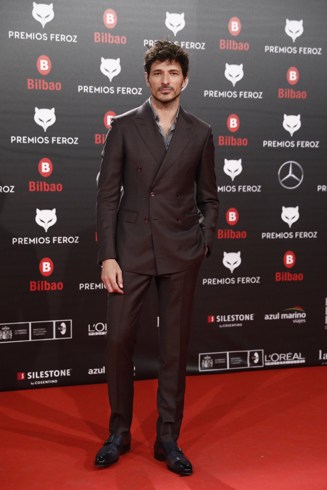 Tan elegante como siempre, el modelo y actor Andrés Velencoso ha acudido a los Premios Feroz.