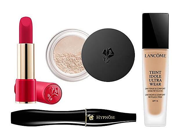 L'Absolu Rouge Drama Ultra Matte, Teint Idole Ultra, Teint Idole Ultra Wear y Hypnose Drama, todos de Lancôme.