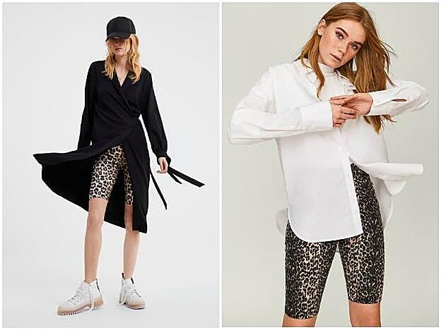 A la izquierda, mallas de leopardo de Zara (12.99 euros) y a la derecha, de Stradivarius (7.99 euros).