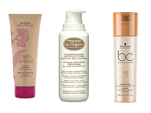 ● Acondidionador Cherry Almond de Aveda (20 €). ● Acondicionador Go Organic de Fridda Dorsch (35 €). ● Bonacure Q10 Time Restore Acondicionador de Schwarzkopf (14 €).