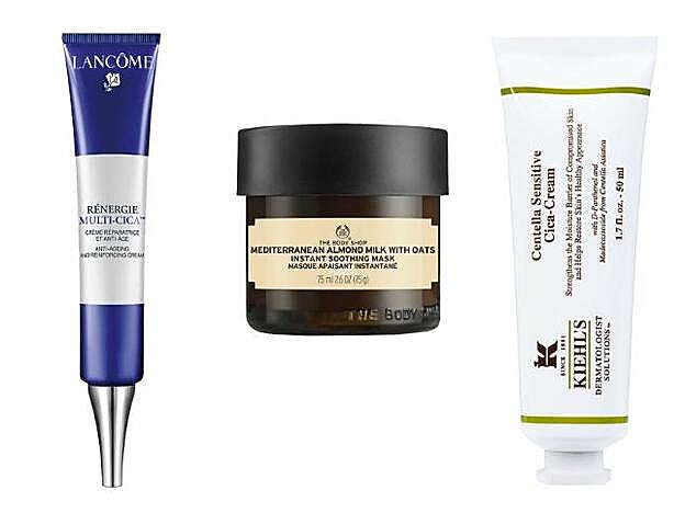 1. Rénergie Multi-Cica Crema Reparadora y Anti-Edad de Lancôme (109 euros). 2. Mascarilla de Leche de almendras con Avena de The Body Shop (20 euros). 3. Centella Sensitive Cica-Cream de Kiehl's (42 euros).