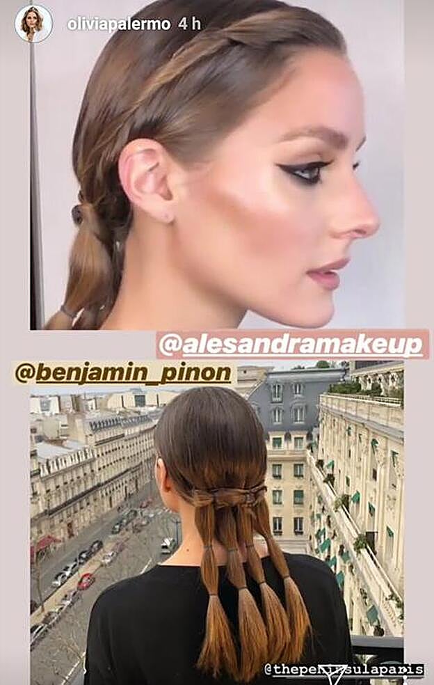 Olivia Palermo ha compartido en Instagram este original peinado creado por el estilista Benjamin Pinon.
