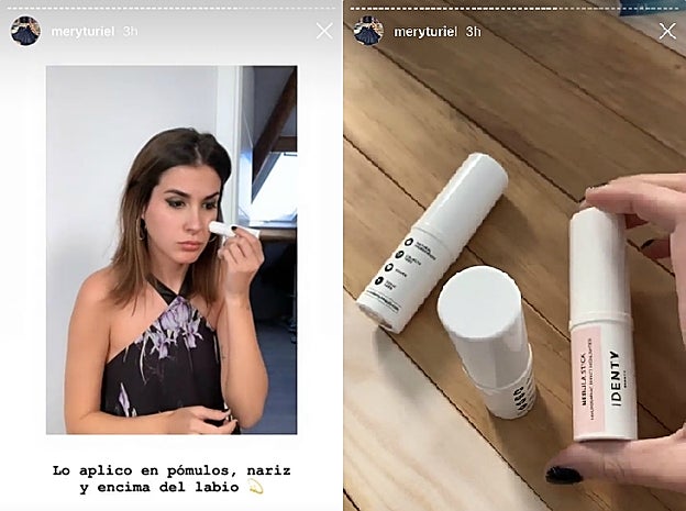 Mery Turiel con el iluminador Nebula Stick de Identy Beauty.
