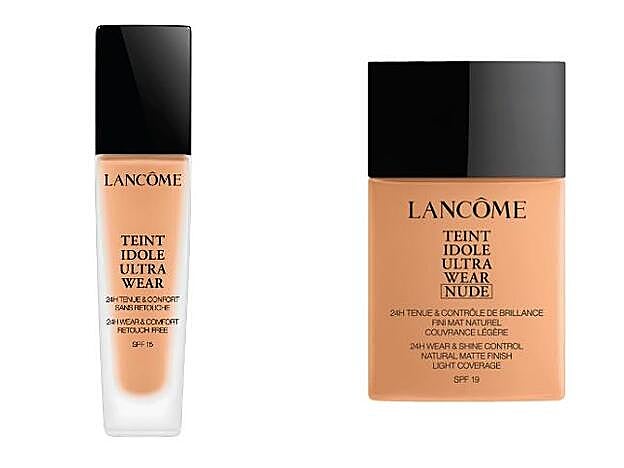 1. Teint Idole Ultra Wear 24h Tenue & Confort Sans Retouche (42 €) y Teint Idole Utra Wear Nude. Ambos de Lancôme (42 €)