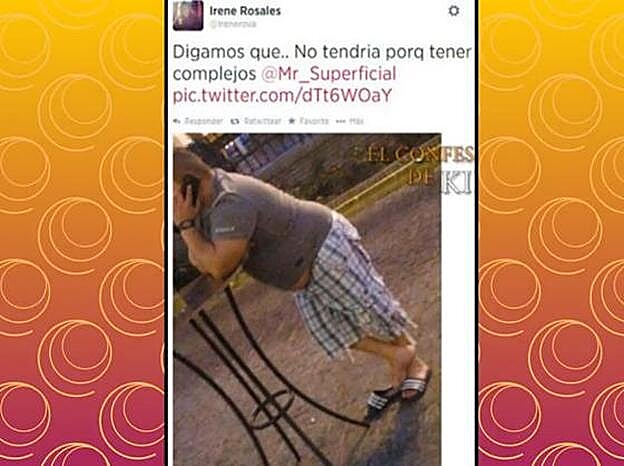Tuit de Irene Rosales riéndose de la obesidad.