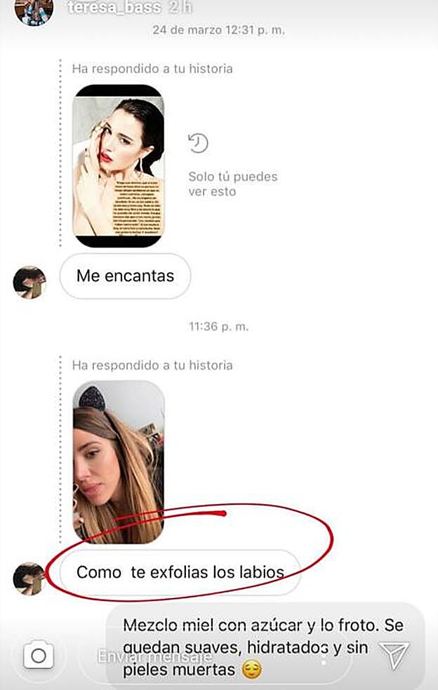 Teresa Bass ha revelado el secreto 'beauty' para mantener unos labios suaves, hidratados y sin pieles muertas.