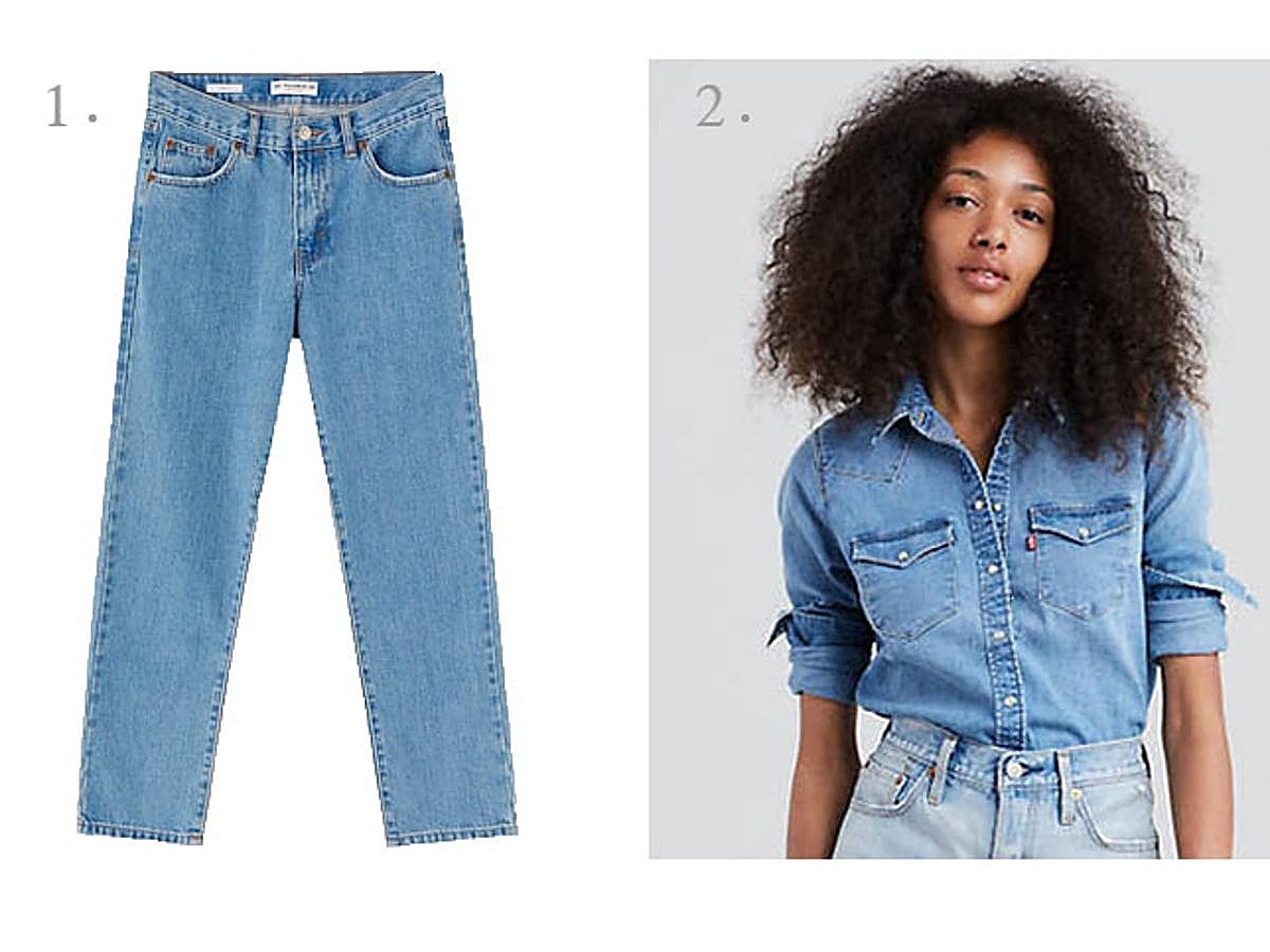 1. Jean regular fit de Pull and Bear (22,99 euros) / 2.  Ultimate denim shirt de Levi's  (79 euros).