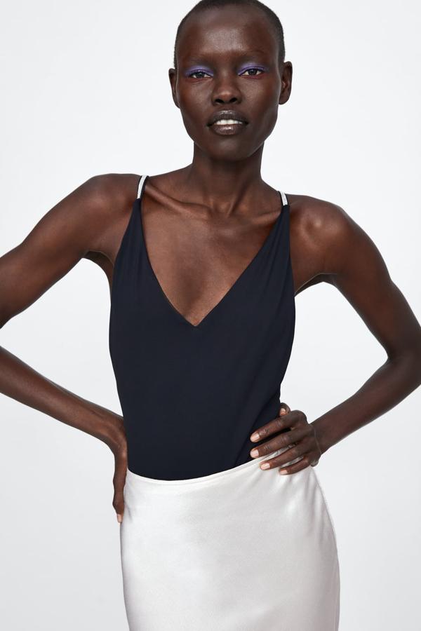 Body de tirantes con abalorios brillantes, 25,95 euros.