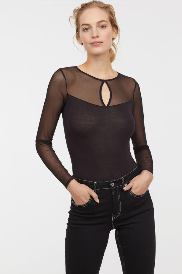 Body de manga larga y con transparencias, 8,99 euros.