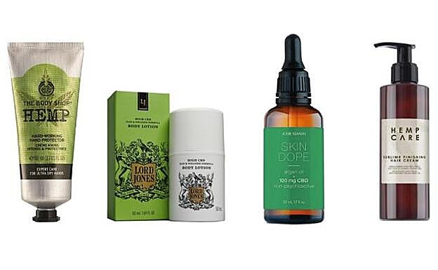 1. Hemp Crema de Manos de The Body Shop (6 €). 2. Body Lotion de Lord Jones. Mandy Moore lo usa para el dolor de pies de los tacones. No se vende en España. 3. Skin Dope de Josie Maran (38 €) no lleva CBD, solo aceite de cannabis y de argán. En Amazon. 4. Crema Suavizante para el pelo de Hemp Care (21 €).