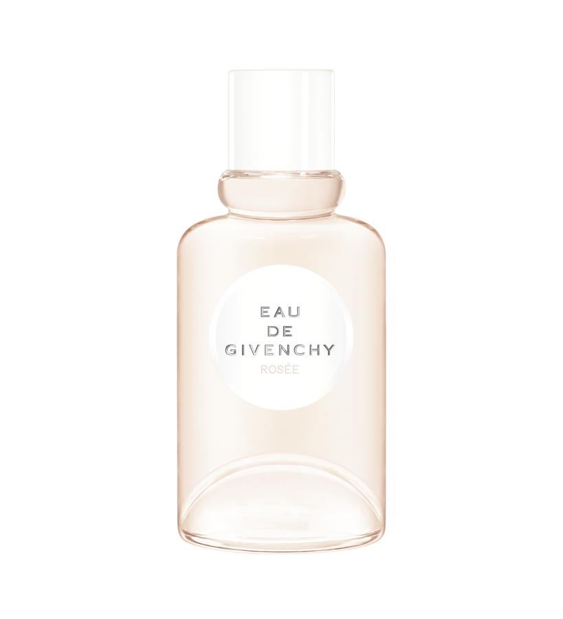 Mandarina acidulada y té de osmanto, con carácter floral y ligeros toques de albaricoque son los encargados de abrir la fragancia. En el corazón están presentes la rosa, el jazmín sambac y el jacinto de agua, que dan paso a un fondo en el que destacan el pachulí y los almizcles blancos.  Eau de Givenchy Rosée de Givenchy  (79,50 €/ 100 ml).