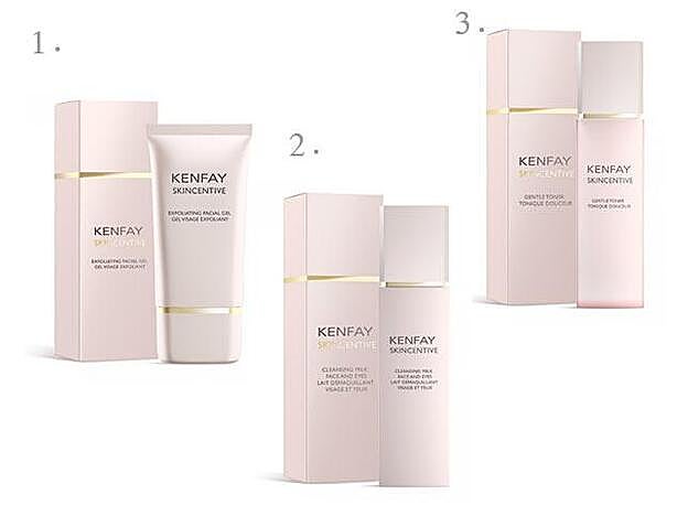 1. Exfoliante facial revitalizante (9,95 euros) / 2. Leche limpiadora suave de cara y ojos (14,95 euros) / 3. Loción tónica suave (14,95 euros).