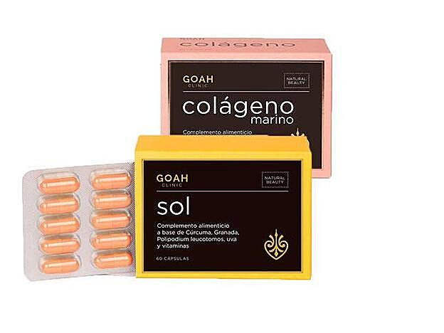 Fórmula de colágeno marino en cápsulas (39,90 euros) y protector solar a base de cápsulas (39,90 euros).