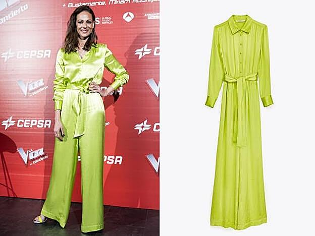 Eva González escogió un mono de Uterqüe para la presentación del concierto de La Voz.