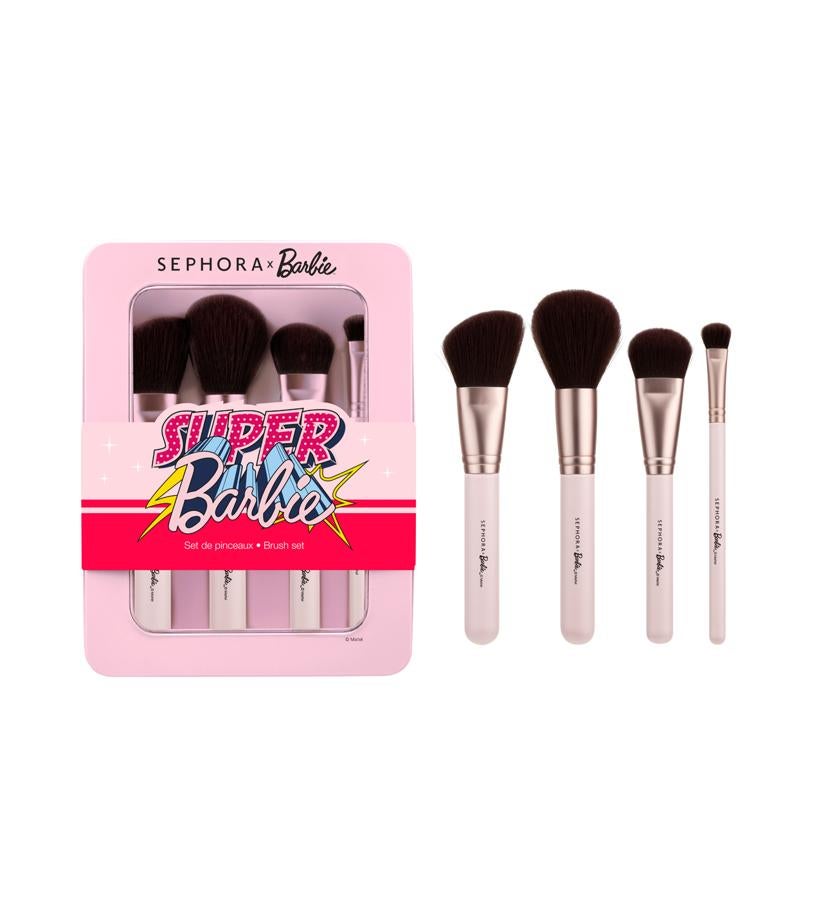 Pinceles para aplicar la base de maquillaje, el colorete, los polvos y las sombras de ojos.  Kit de brochas  (29,99 €).