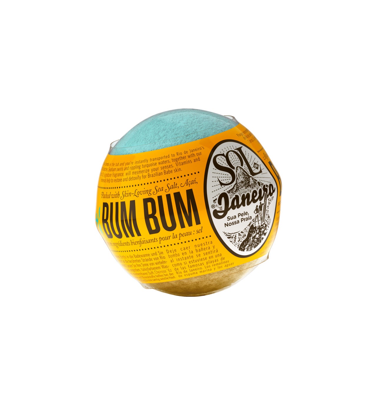 ¿Necesitas un momento de relax? Llena la bañera, echa esta bola con extractos de algas, vitaminas y sal marina, sumérgete en el agua y olvídate de todo durante un rato.  Bum Bum Bath Bom de Sol de Janeiro para Sephora  (7,50 €).