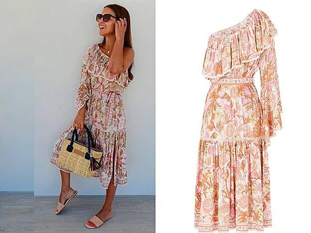 Paula Echevarría con un vestido estampado de flores.