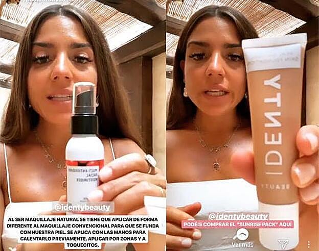 Paula Ordovás utiliza primero la crema facial hidratante de Freshly Cosmetics, para después aplicar la base de maquillaje de Identy Beauty.