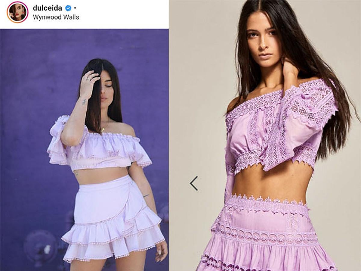 Tanto el top Cata como la falda Greta (de Charo Ruiz Ibiza) en color malva están arrasando este verano entre las influencers, el precio de ambas prendas es de 376 euros.