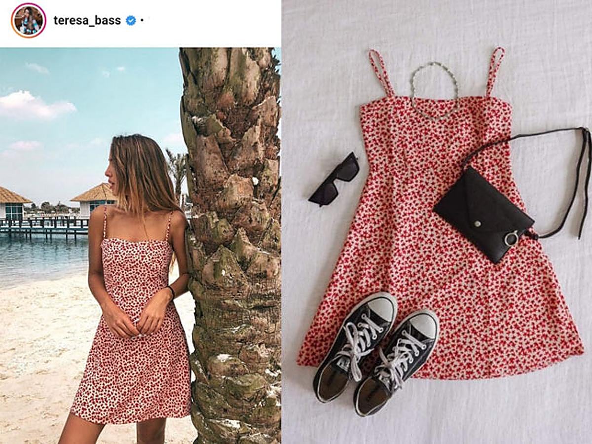 Teresa Bass consiguió el perfecto minivestido playero con estampado floral en la web de la marca Gala Black. Se trata del modelo Loana y su precio es de 49 euros.