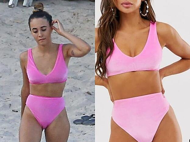 Aitana escogió para sus vaciones en Ibiza un bikini rosa de terciopelo de Asos.