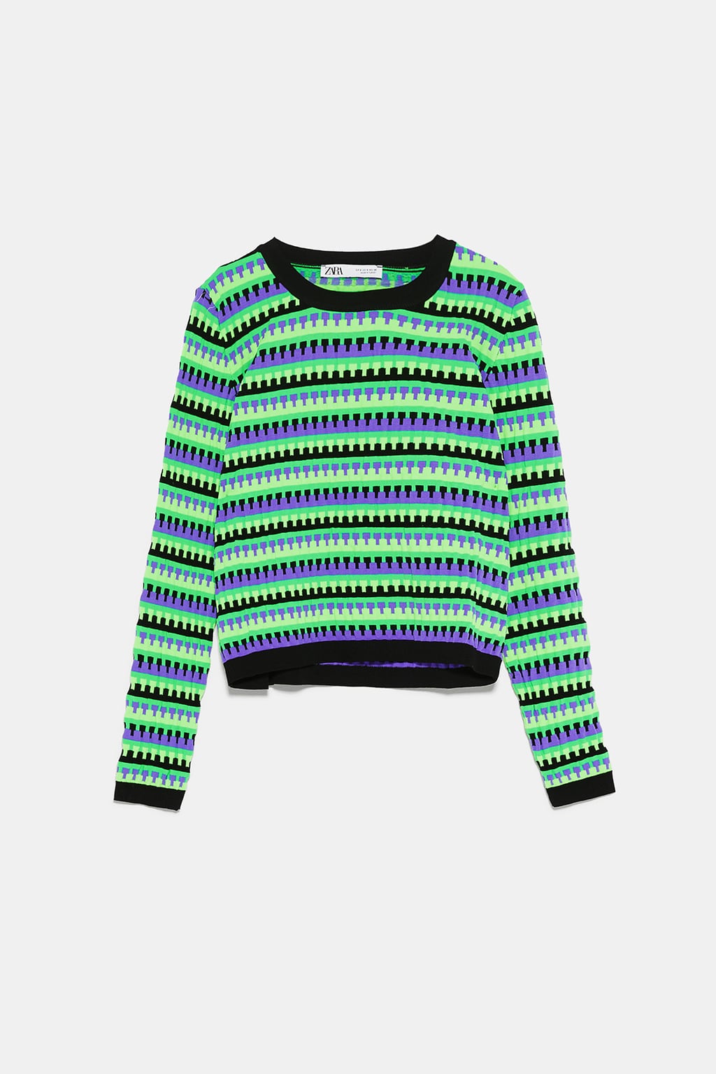 Jersey de punto con cuello redondo y manga larga: 7,99 euros en Zara.