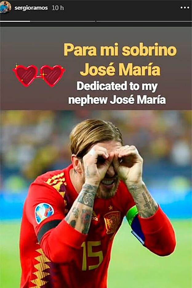 Sergio Ramos recogía el momento de la dedicatoria del gol dedicado a su sobrino José María.
