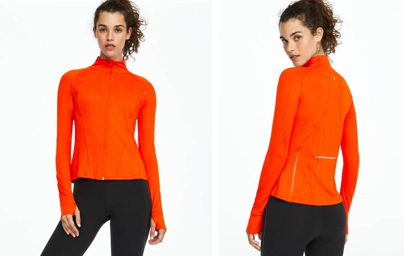 Chaqueta de manga larga con detalles de print reflectante en la parte delantera y trasera para mejorar la visibilidad en condiciones de baja iluminación. Apertura estratégica en el puño de la manga que permite introducir el pulgar para mayor movibilidad.