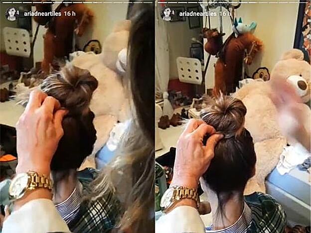 Haz el moño y sujétalo con varias horquillas.