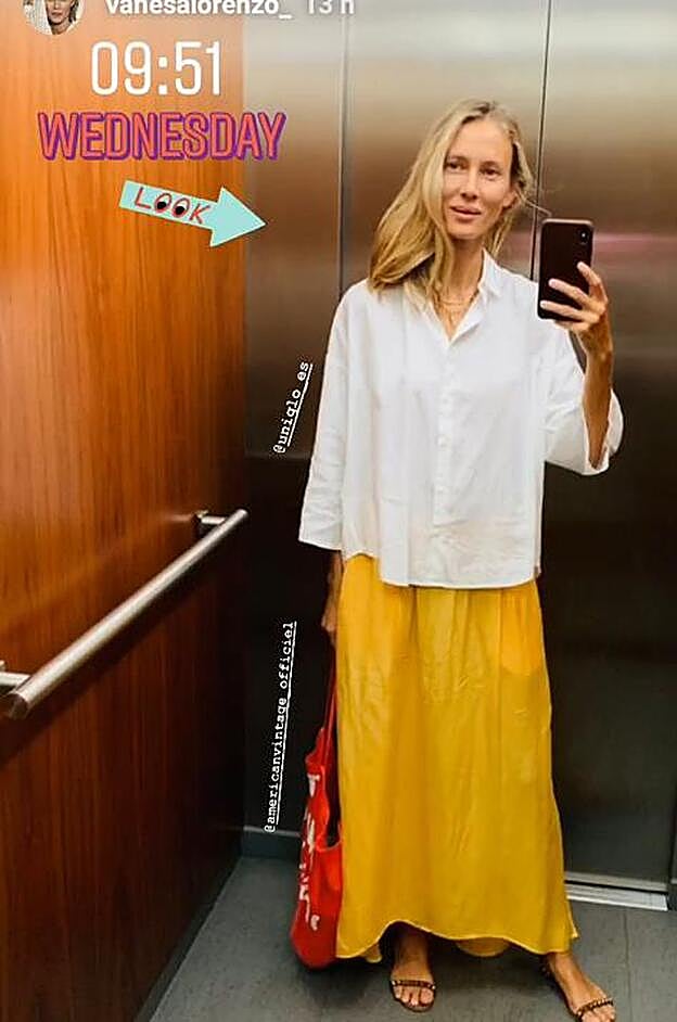Vanesa Lorenzo compartió este look en uno de sus recientes stories de Instagram.