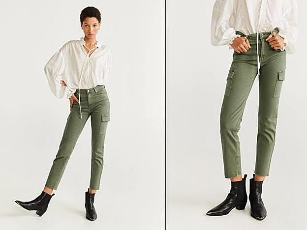 Estos son los jean cargo de Mango de nueva colección en color Khaki